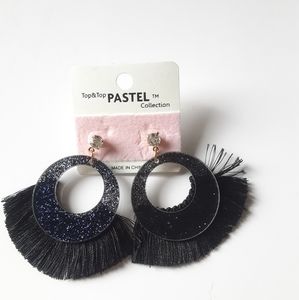 Pastel Collection Glittery Circle Tassel Earrings
